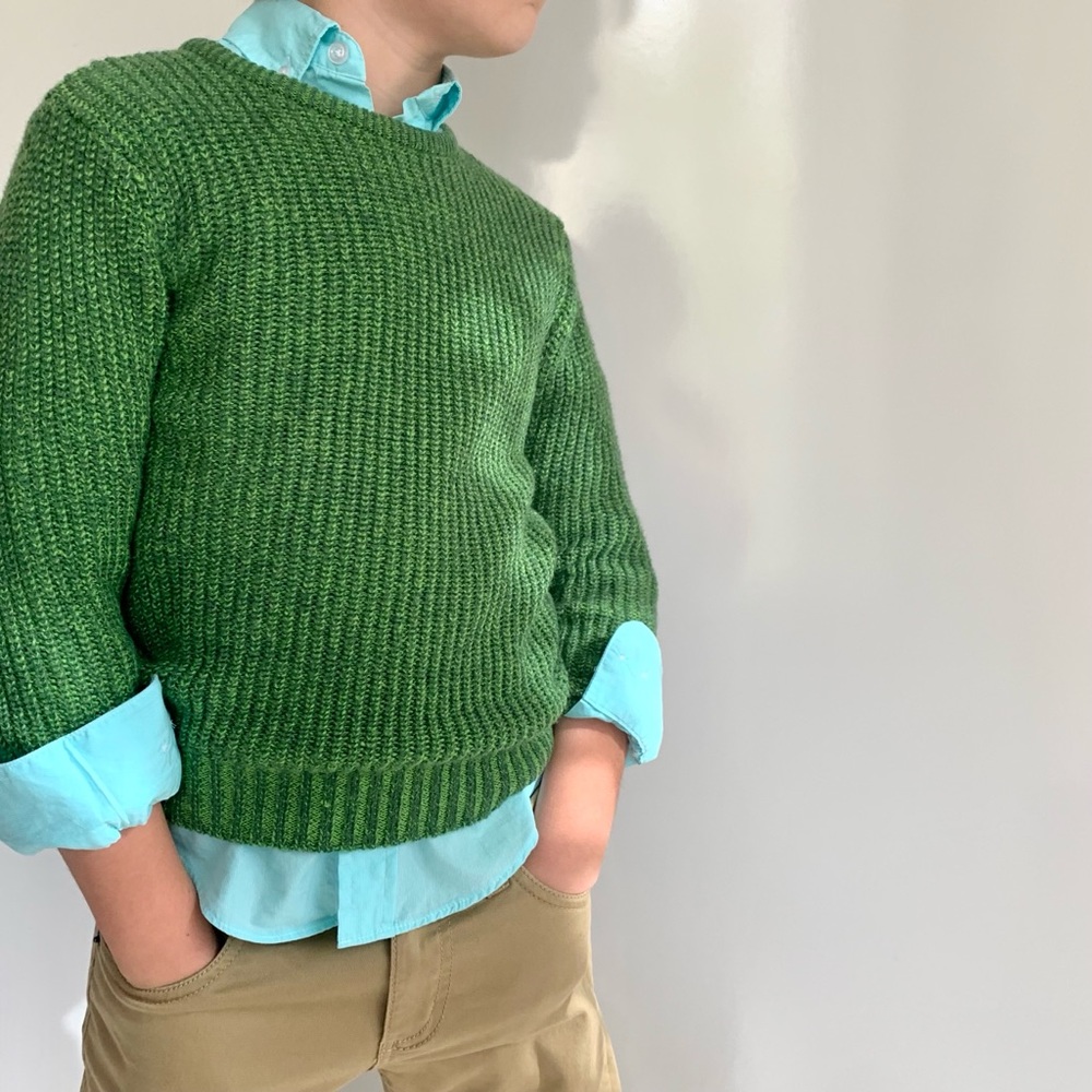 H&M Kids Long Sleeve Sweater Green Crewneck 4-6
